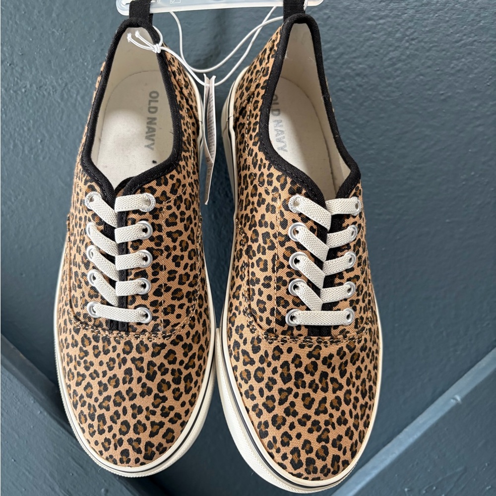 Old Navy Tan Leopard Print Kid’s Canvas Sneakers